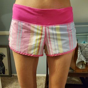 Lululemon Speed up shorts size 6, pink multi color stripe